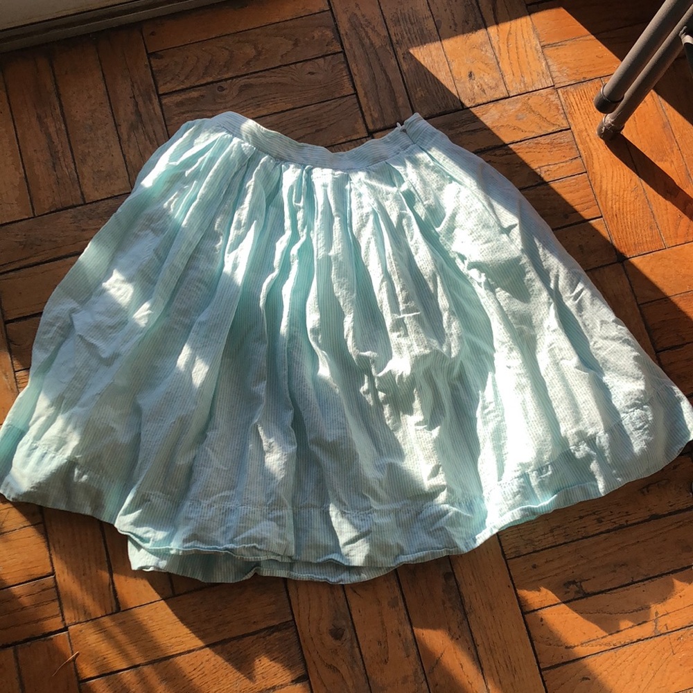 Stunning 100% Cotton Theory pleated blue and white striped skirt
